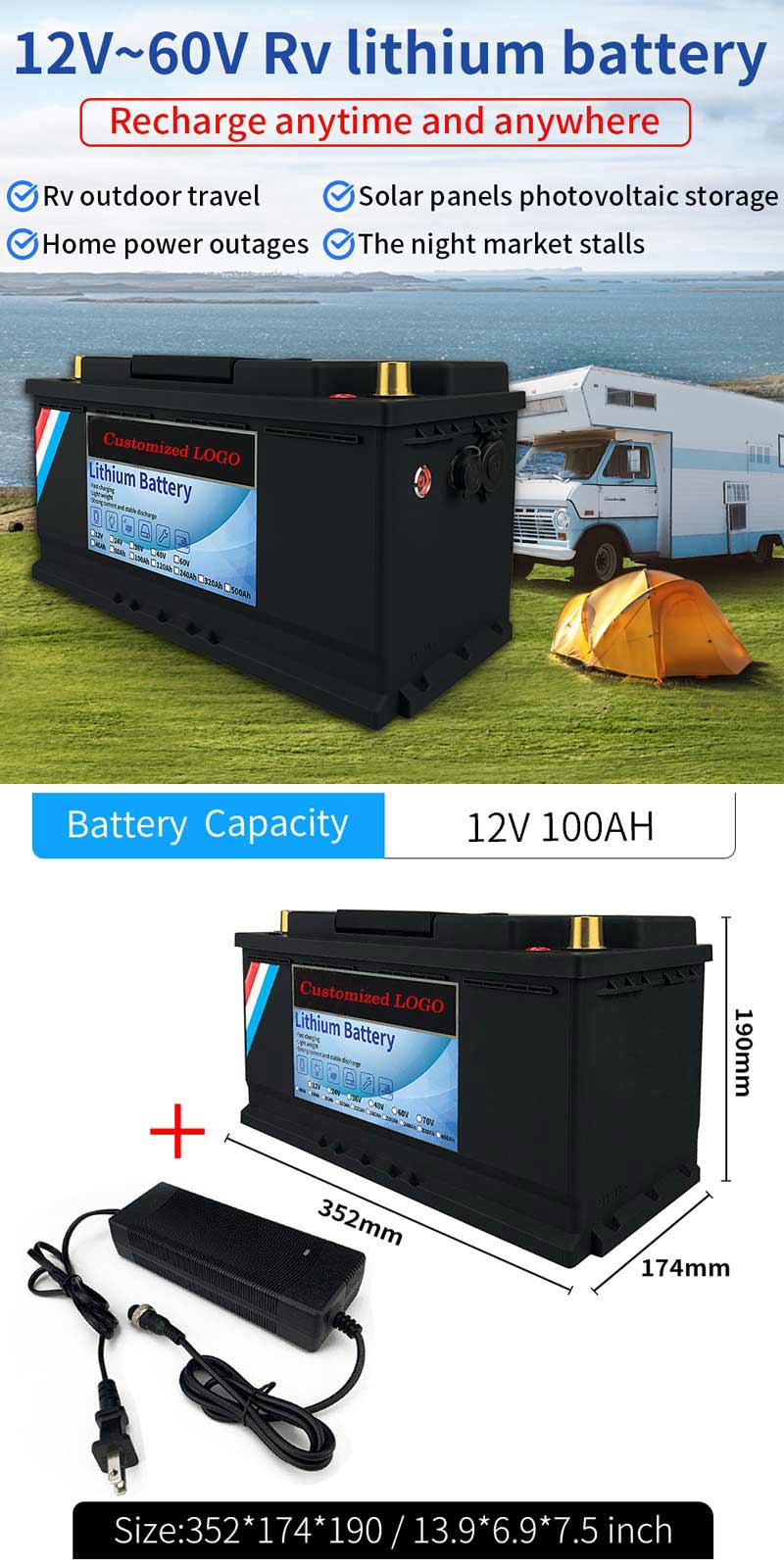 solar lithium lifepo4 rv battery