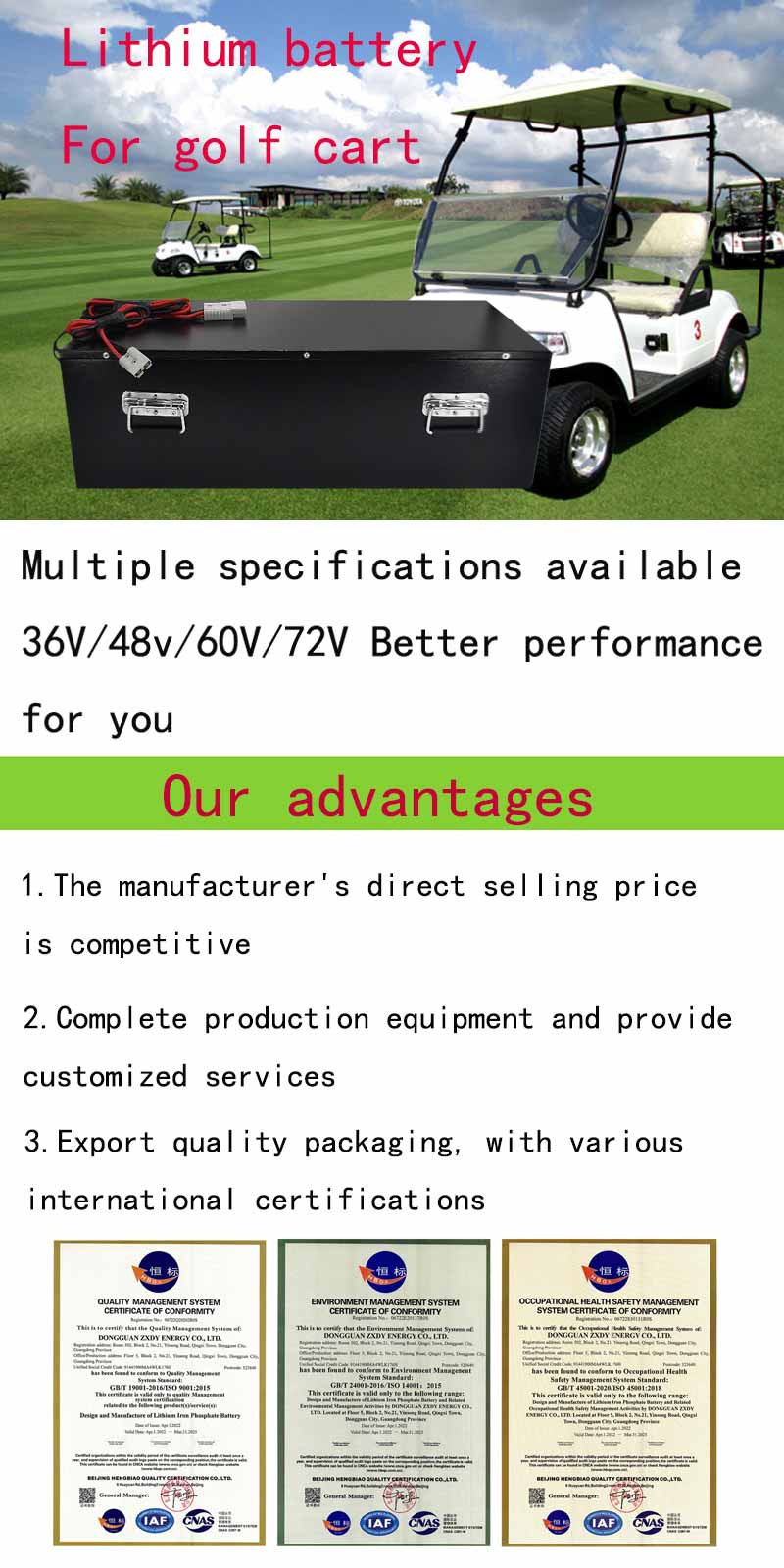 72v Golf cart battery