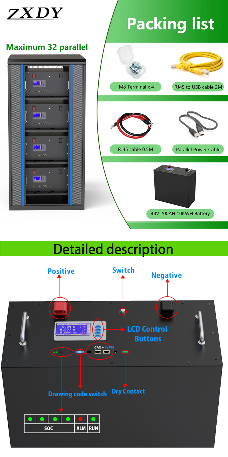 Rack Mount Lithium Battery 48v 200ah