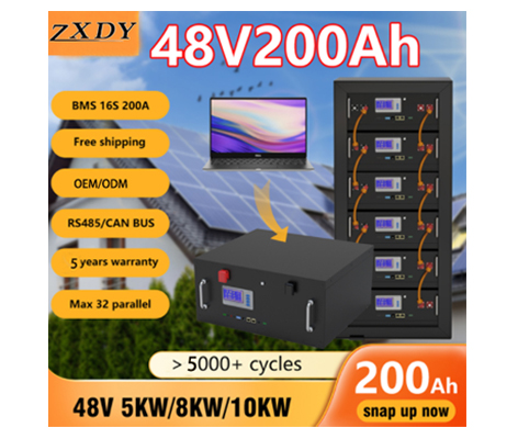 48V 200Ah 100Ah LiFePO4 Battery Pack 51.2V 10Kw